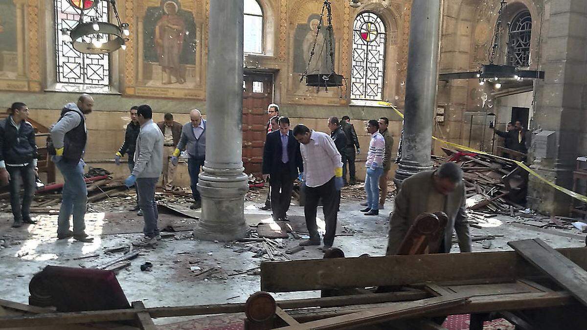 Die St. Markus Kathedrale in Kairo nach einem Anschlag 2016: Wieder war eine christliche Kirche Ziel eines Anschlags