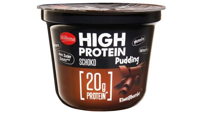 Das betroffene Produkt: Milbona High Protein Pudding Schoko, 200g