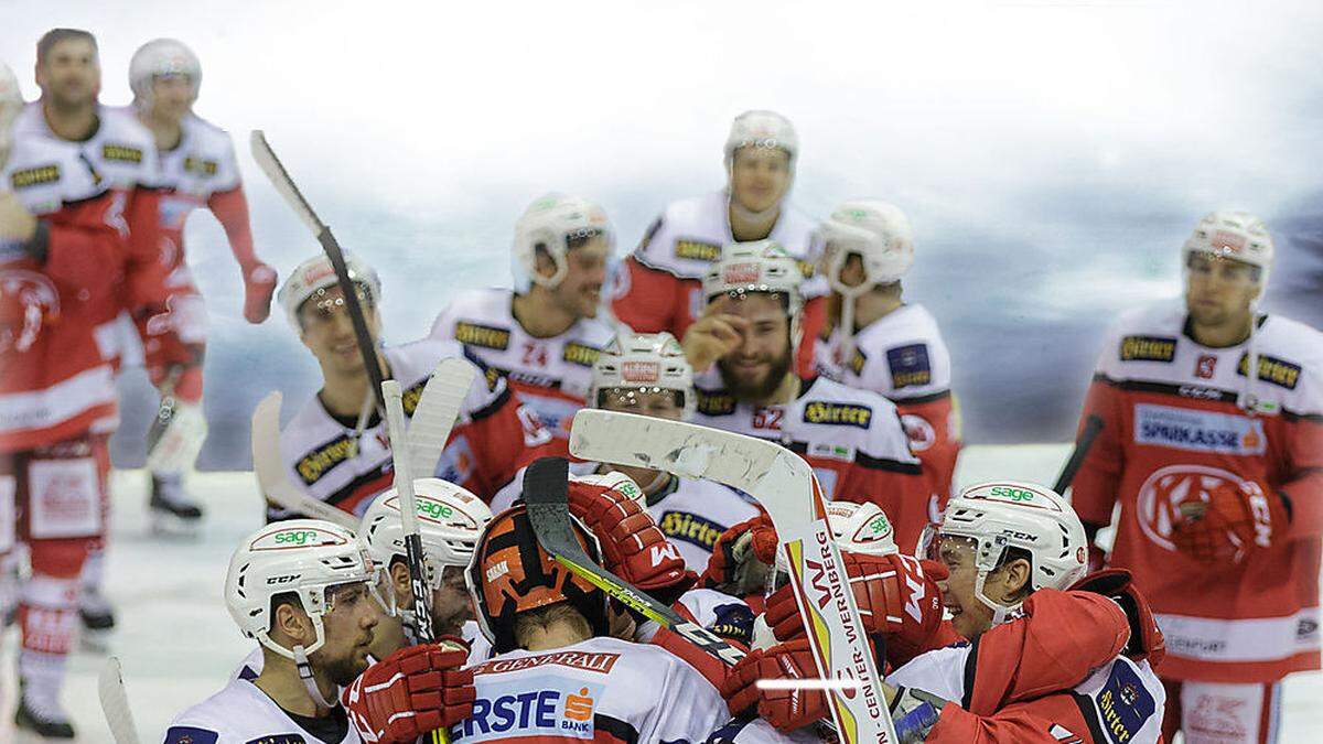 Ein Bild mit Seltenheitswert. Heute wartet auf den KAC Linz. Eine neuerliche Niederlage könnte für Trainer Mike Pellegrims zum Problem werden