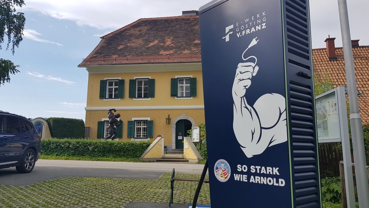 Die neue Ladestation vor dem Museum