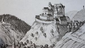 Die Burg Klöch im 17. Jahrhundert nach einer Darstellung von Georg Matthäus Vischer