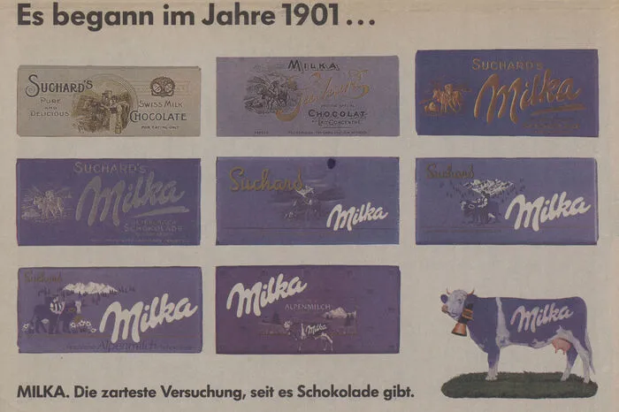 Übersicht über die Milka Tafel bis 1988