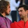 Novak Djokovic (rechts) trifft bei den ATP Finals auf Stefanos Tsitsipas
