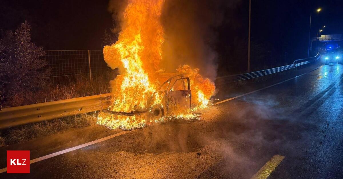 Auto auf S 6 in Vollbrand: Lenker kam gerade noch aus dem Tunnel