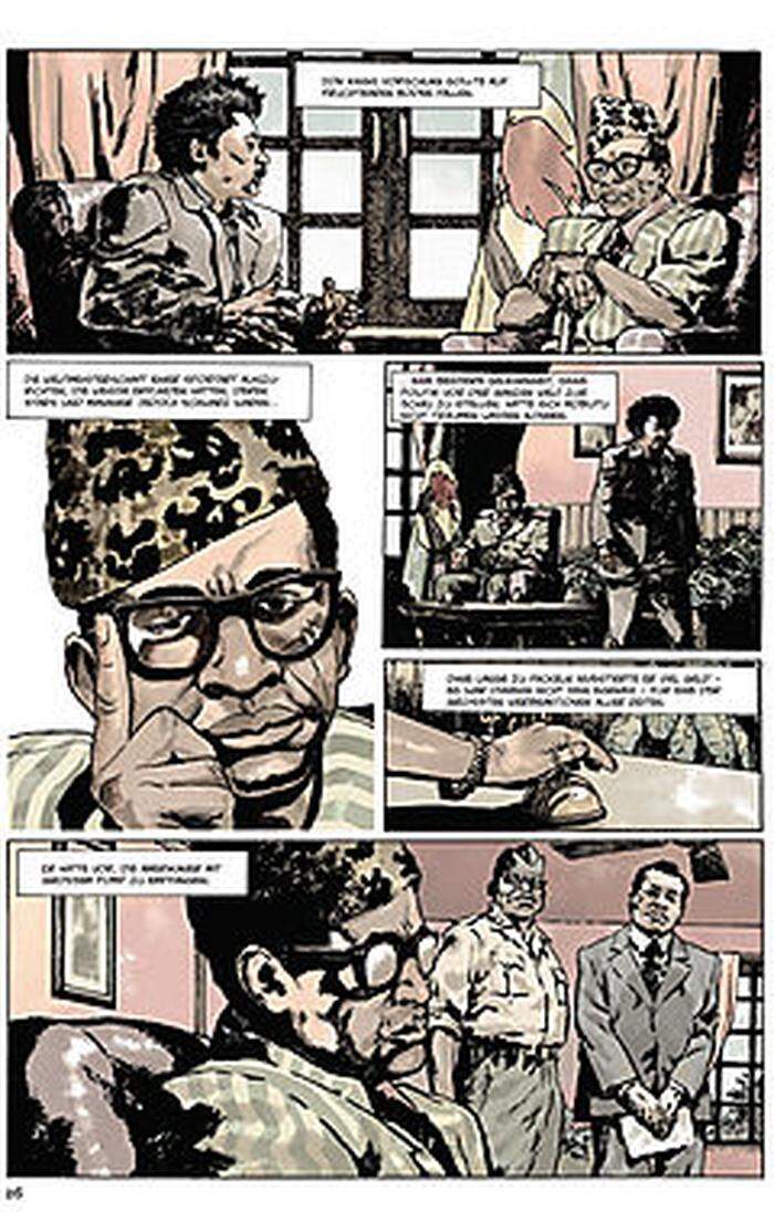 Don King im Gespräch mit Diktator Mobuto, der die 10 Millionen Dollar Preisgeld aufstellte