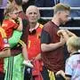 Courtois (links) und De Bruyne mit ihren Familien