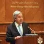 United Nations Secretary-General Antonio Guterres speaks to the press after a meeting with Jordan's Foreign Minister at the Foreign Ministry in Amman, on March 25, 2024. (Photo by Mohammad HANNON / AFP)