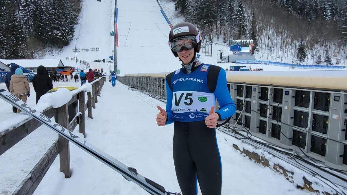 Jannik Morin war beim Skifliegen am Kulm vier Tage lang als Vorspringer im Einsatz