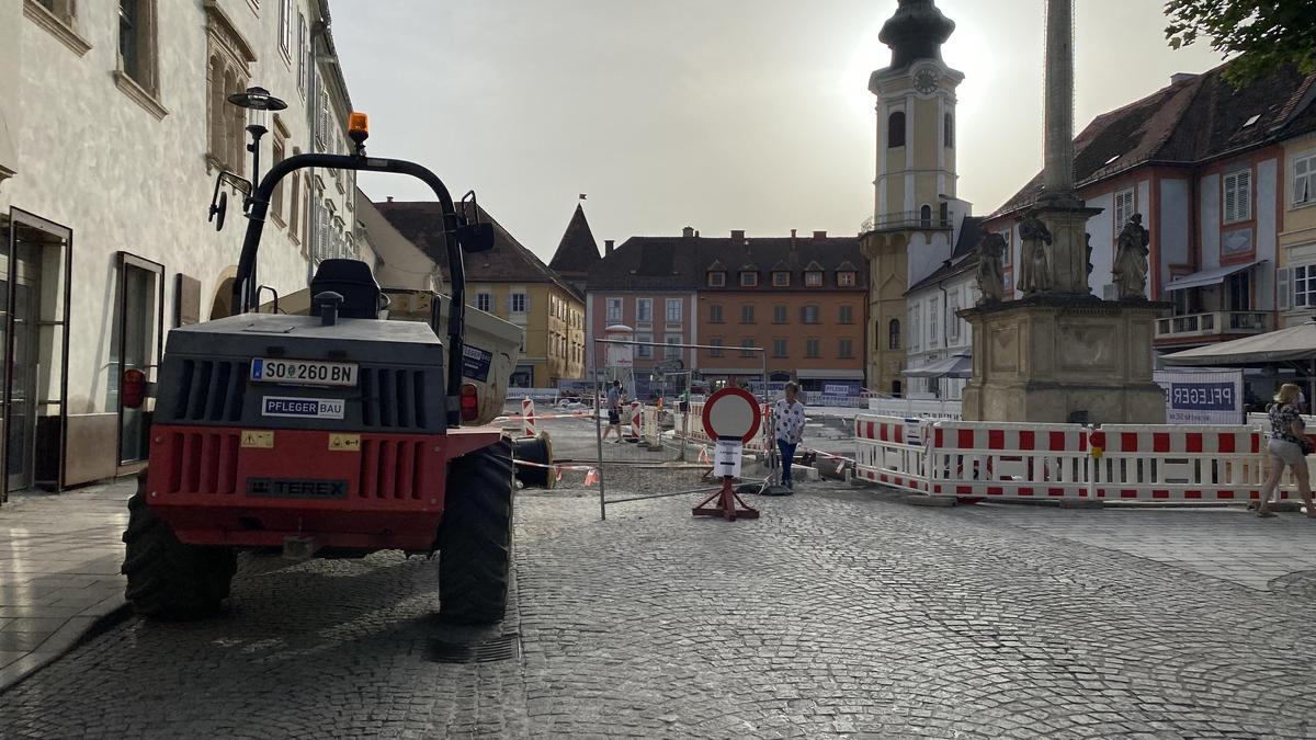 In Bad Radkersburg laufen die Umbauarbeiten des Hauptplatzes auf Hochtouren