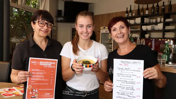 Das "Zum THUNFISCH" Team von Links: Biljana "Billi" Tomov, Anja Oberdorfer und Zita Carbonari.