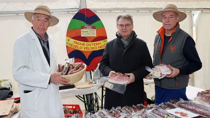 Am Foto von Links: Blaz Kordesch, Bernhard Reiter (großer Förderer von heimischen Produkten) und Hubert Kordesch.