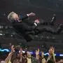 Players trhow Real Madrid's head coach Carlo Ancelotti in the air after winning the Champions League final soccer match between Borussia Dortmund and Real Madrid at Wembley stadium in London, Saturday, June 1, 2024. (AP Photo/Kirsty Wigglesworth)