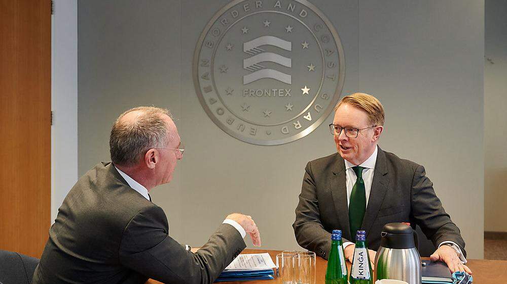 Der neue Frontex-Chef Hans Leijtens im Gespräch mit Österreichs Innenminister Karner