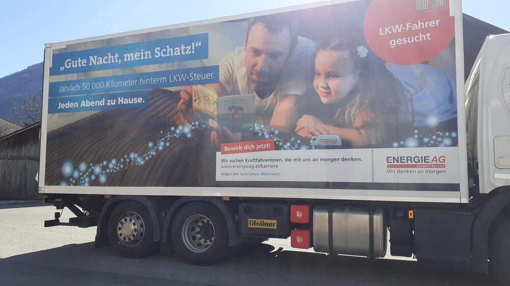 Mit der Kampagne „Gute Nacht, mein Schatz“ will die Energie AG aus Fürnitz dem Lkw-Fahrermangel entgegenwirken