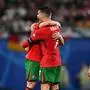 Portugal's forward #07 Cristiano Ronaldo (C) and second goal-scorer,  Portugal's forward #26 Francisco Conceicao celebrate on the pitch after the UEFA Euro 2024 Group F football match between Portugal and the Czech Republic at the Leipzig Stadium in Leipzig on June 18, 2024. (Photo by PATRICIA DE MELO MOREIRA / AFP)