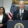 President Joe Biden delivers remarks as Vice President Kamala Harris look on after former President Donald Trump was injured following a shooting at a July 13 election rally in Pennsylvania in the Roosevelt Room of the White House in Washington, DC on Sunday, July 14, 2024. The attack on Saturday killed one spectator at the scene and left two others critically injured. PUBLICATIONxINxGERxSUIxAUTxHUNxONLY WAP20240714301 BONNIExCASH