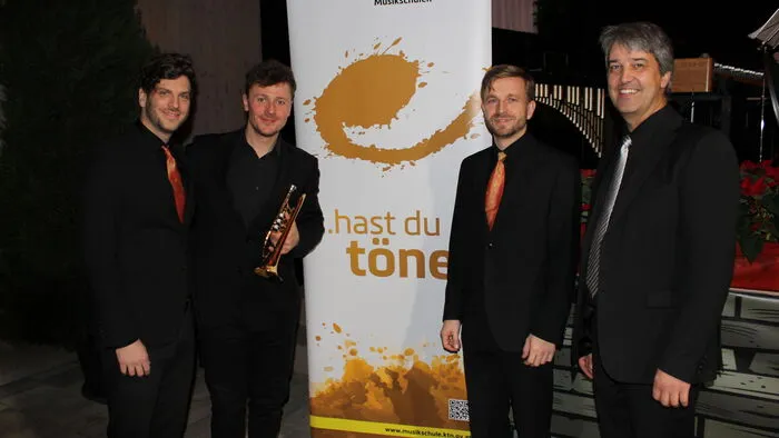 Von links nach rechts: Florian Pirolt (Landesjugendchor), Peter Kosz (Musikschule Kärnten), Bernhard Wolfsgruber (Landesjugendchor) und Stefan Hofer (Musikschule Kärnten).