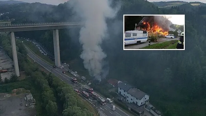 Auf der A2 kam es durch den Brand zu Sichtbehinderungen