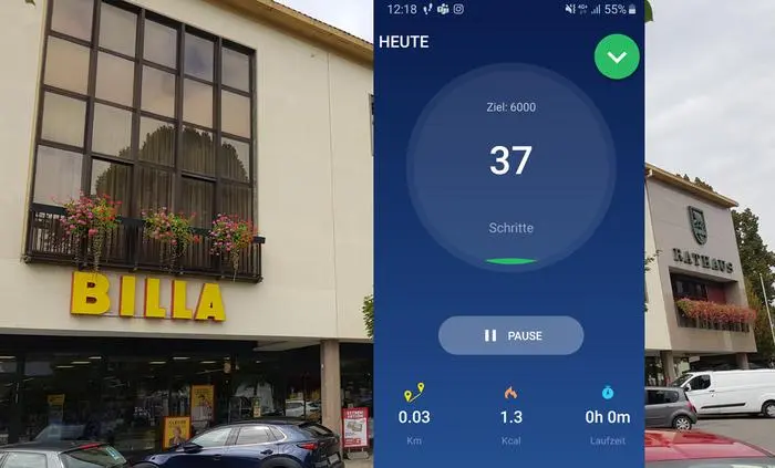 Quasi direkte Nachbarn: das Rathaus und der Billa am Bärnbacher Hauptplatz