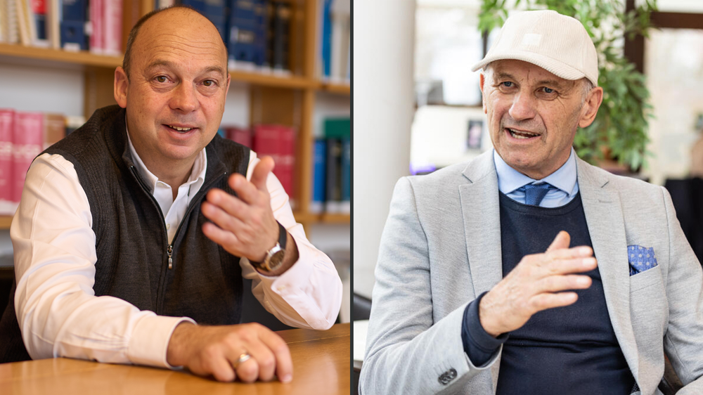 Der amtierende Präsident Martin Mutz (links) und Herausforderer Manfred Mertel stellen sich der Wahl