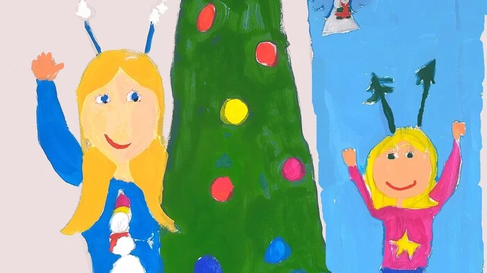 Das Christkind und der Heilige Abend wurden von Victoria Werner farbenfroh in Szene gesetzt. Künstlerisch ist auch der Schneemann auf dem Pullover.
