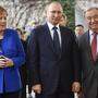 Libyen-Gipfel in Berlin: Angela Merkel, Wladimir Putin, UN-Generalsekretär Antonio Guterres