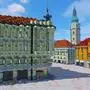 Klagenfurt in Minecraft: Der Alte Platz mit Sicht auf den Stadtpfarrturm