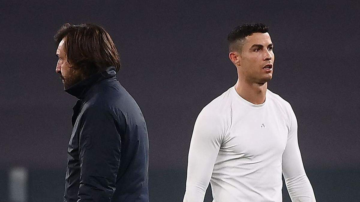 Krisenherd Juventus: Trainer Andrea Pirlo (links) und Cristiano Ronaldo
