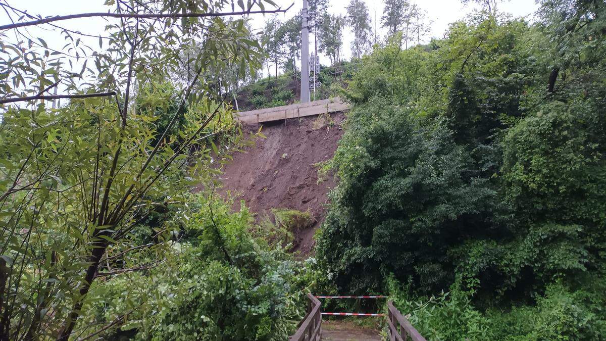 Der Streckenabschnitt in der Gemeinde Micheldorf wurde unterspült