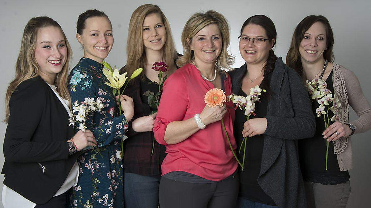 Das „Lass Blumen sprechen“-Team: Susanne Riegler, Cornelia Riegler, Melanie Rieser, Anna Maria Riegler, Claudia Suppan und Tamara Riedl