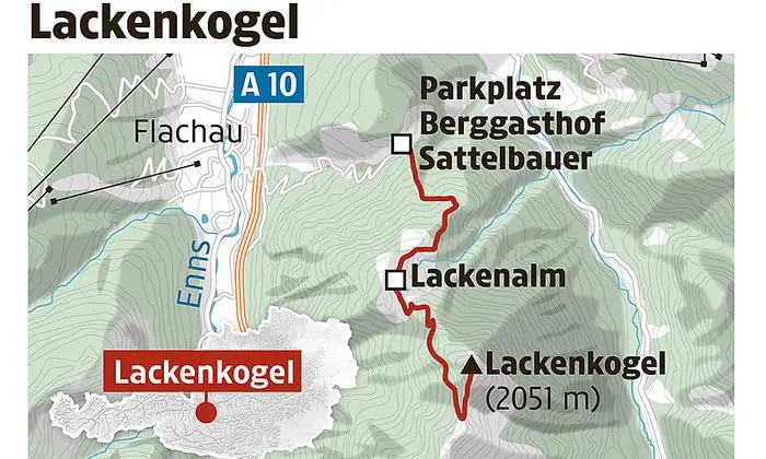 Die Route auf den Lackenkogel.