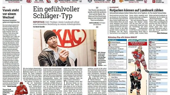 Die Story der Sonntags-Print-Ausgabe über den Stock von Jamie Lundmark