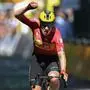 Uno-X Mobility team's Norwegian rider Jonas Abrahamsen cycles to the finish line to win the 11th stage of the 112th edition of the Tour de France cycling race, 156.8 km starting and finishing in Toulouse, southwestern France, on July 16, 2025. (Photo by Marco BERTORELLO / AFP)