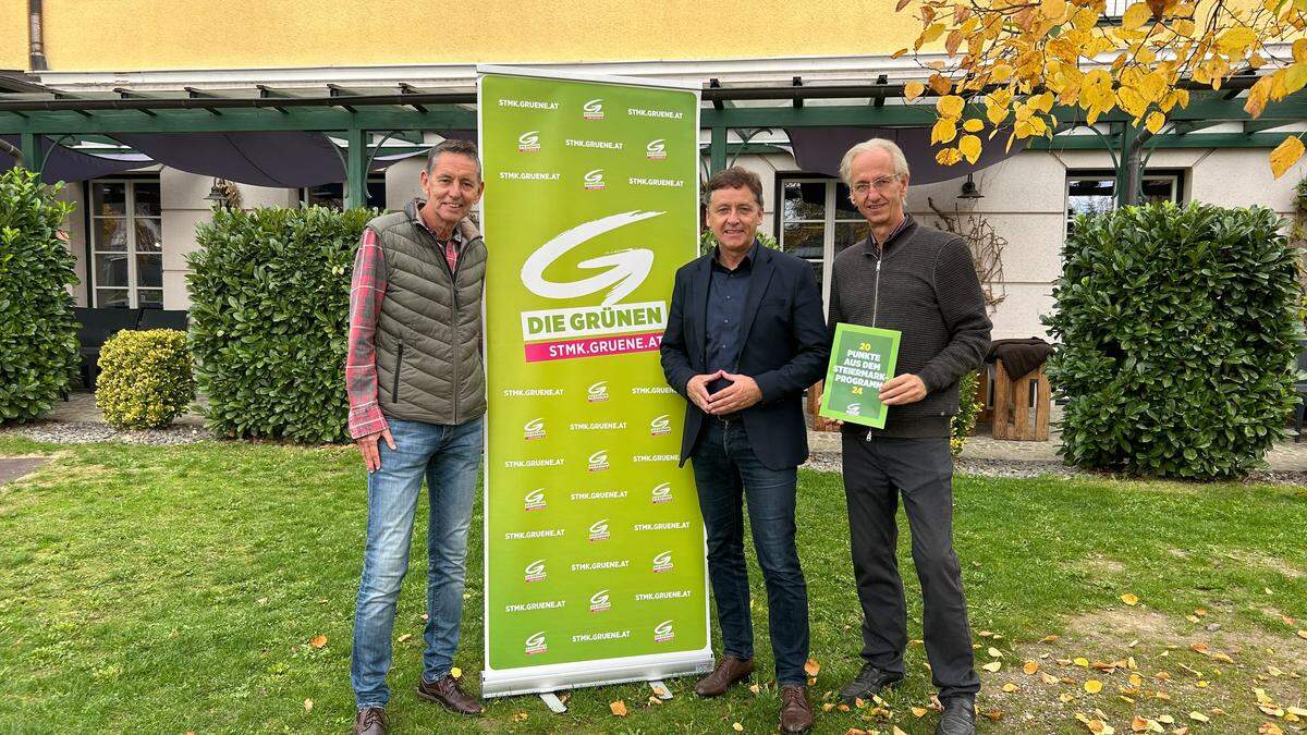 Landtagsabgeordneter Lambert Schönleitner (Mitte) mit Harald Peindl und Christoph Wallner