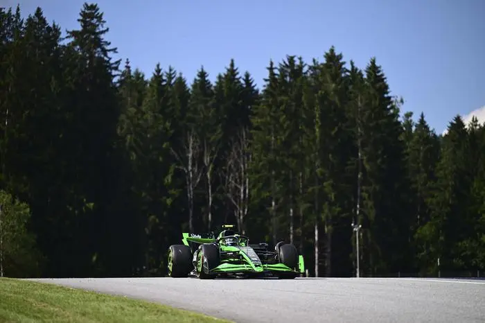 Sauber driver Zhou Guanyu of China steers his car during the sprint qualifying session at the Red Bull Ring racetrack in Spielberg, Austria, Friday, June 28, 2024. The Austrian Formula One Grand Prix will be held on Sunday. (AP Photo/Christian Bruna)