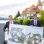 Daniel Fellner und Martin Gruber präsentierten nach der Regierungsklausur stolz ihre 185 „Zukunftsprojekte“ für Kärnten
