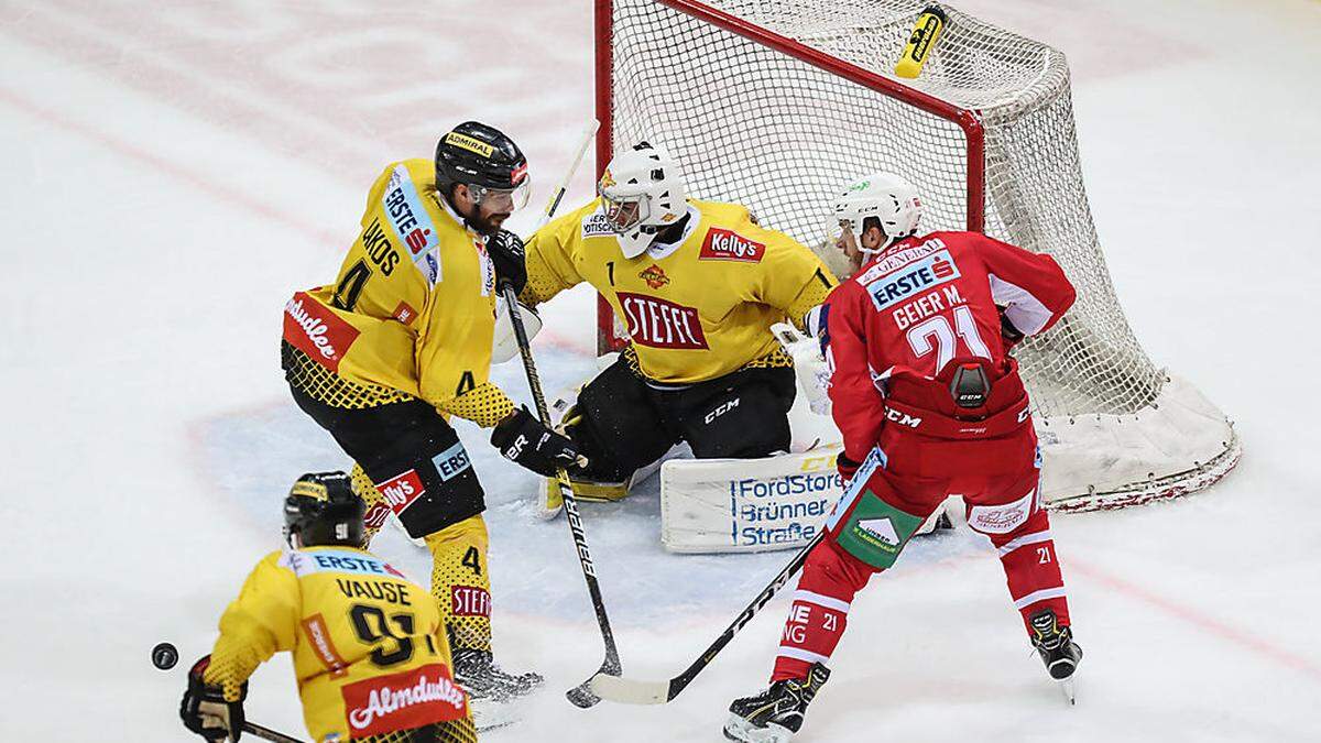 Manuel Geier will heute gegen die Vienna Capitals treffen