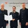Geschäftsführender Leiter des Geschäftsbereichs A Generalmajor Helmut Richter, Chefinspektor Andreas Stoirer und Oberst Klaus Rexeis der Landesverkehrsabteilung (v.l.)