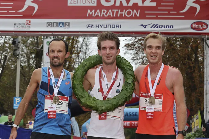 Halbmarathon, Herren:  Lars Demuth (AUT) 1:08:30 Leon Fian (AUT) 1:10:13 Pierrick Mialle (FRA) 1:10:21 