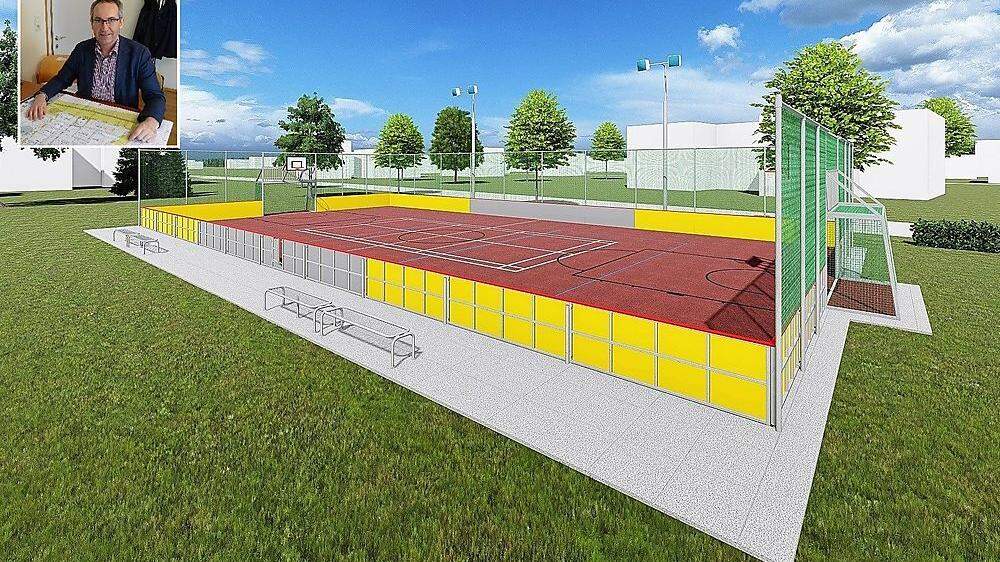 So könnte der neue Sportplatz in Stallhofen noch diesem Sommer aussehen
