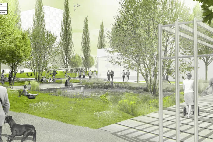 Die Parkgestaltung wurde per Wettbewerb ermittelt, der 2015 ausgelobt wurde.