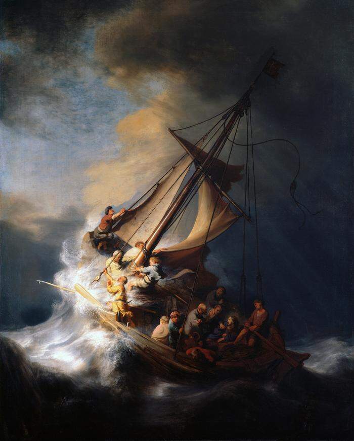 „Christus im Sturm auf dem See Genezareth“ (1633) von Rembrandt, „A Bigger Splash“ (1967) von David Hockney. Claude Monet zähmte das Wasser mit seinen Seerosen
