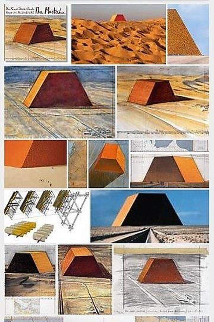 Skizze zu Christos Pyramide aus Ölfässern