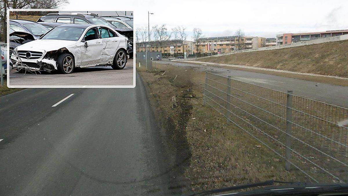 Der Mercedes des 31-Jährigen war nach der Alko-Fahrt ziemlich demoliert