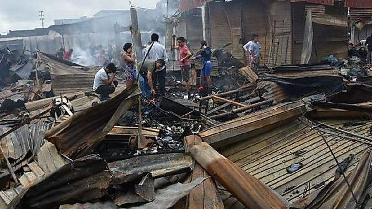 Der Marktplatz nach dem Großbrand