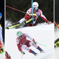 Marco Schwarz (l.), Adrian Pertl (o.), Otmar Striedinger und Katharina Truppe (r.)