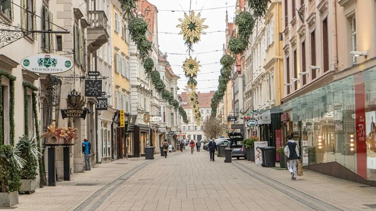 Schmiedgasse, Advent, Corona, Covid-19, Innenstadt, Graz am 22.11.2021; Graz, Coronavirus, Maßnahmen, 4. Lockdown