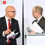 Wifo-Chef Gabriel Felbermayr und IHS-Chef Holger Bonin präsentierten die "Konjunkturprognose 2026 und 2027“