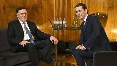 Der libysche Regierungschef Fayez Mustafa al-Sarraj mit Kanzler Kurz