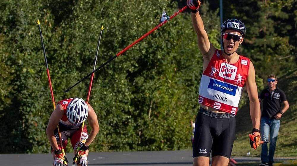 ÖSV-Athlet Mario Seidl holte sich nach Rang zwei am Samstag gestern den Sieg beim Sommer-GP-Finale in der Villacher Alpenarena